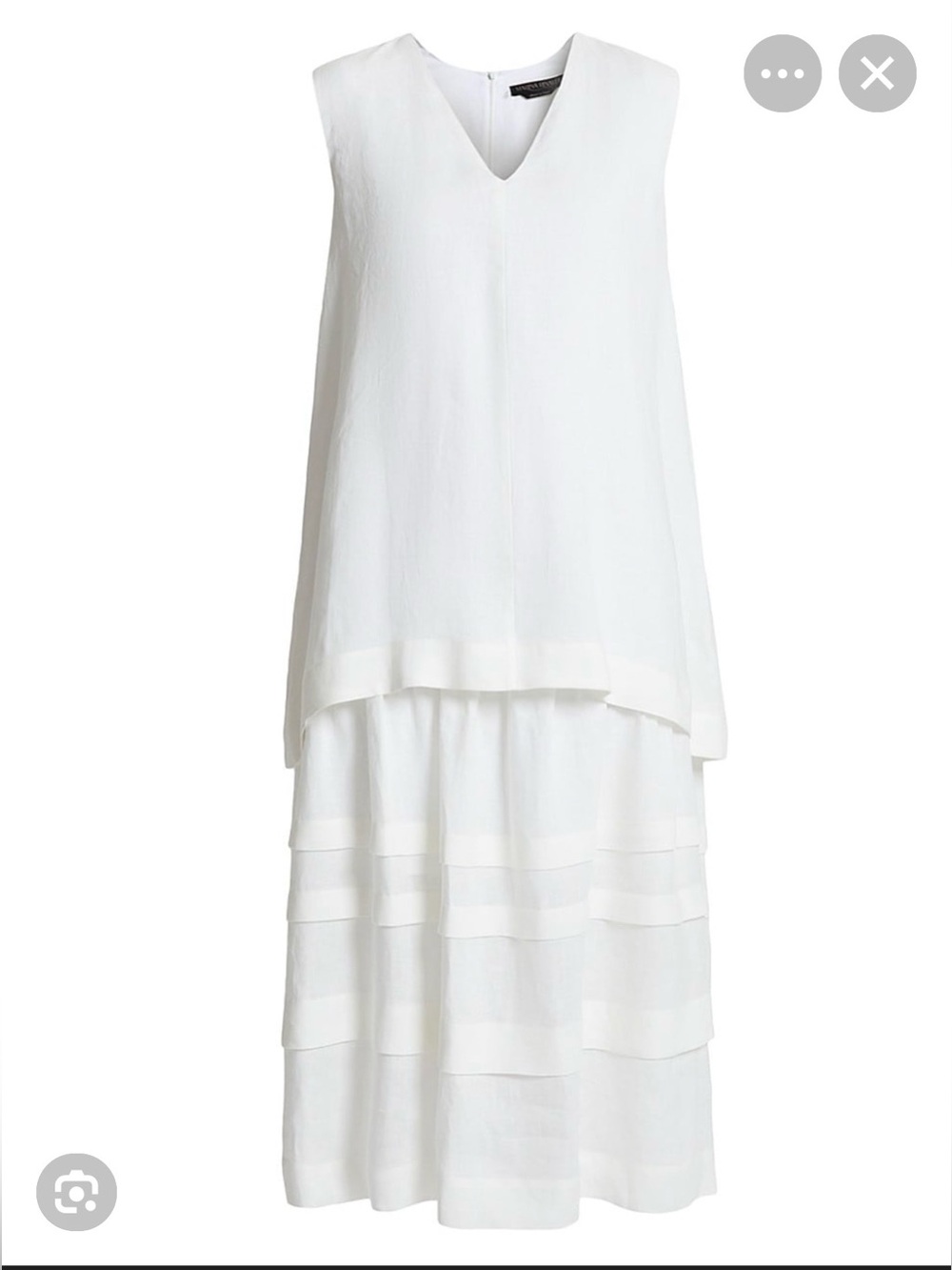 Marina Rinaldi Distanza White Tiered Sleeveless Midi Dress 💯% Linen- NWT -18 - Picture 2 of 10